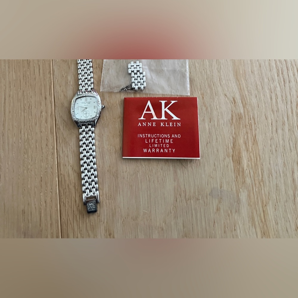 Anne Klein Silver Women’s Watch with Pavé and Diamonds on Bezel